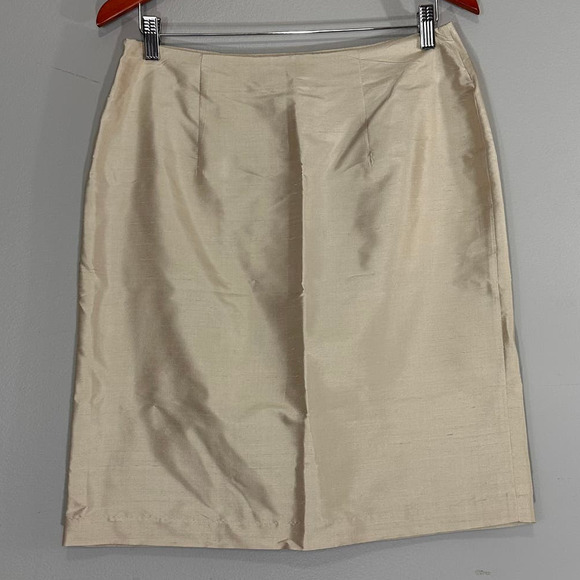 SilkLand NWT Silk Champagne 100% Washable Silk Textured Mini Skirt Sz 10 - Picture 2 of 9